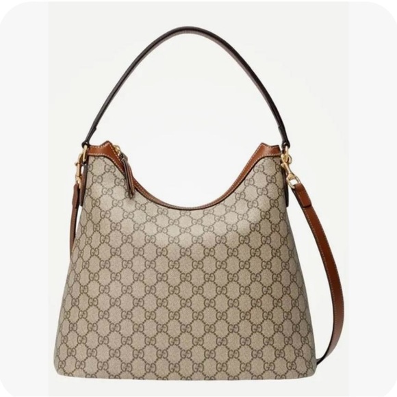 Authentic GUCCI GG Supreme Monogram Linea A Hobo Brown - Picture 2 of 13